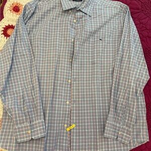 Vineyard Vines Men's Light Blue Plaid Shirt